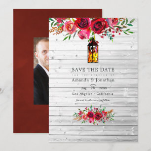 Reserve A Data Casamento Floral em Aquarela Rústica em Burgundy e