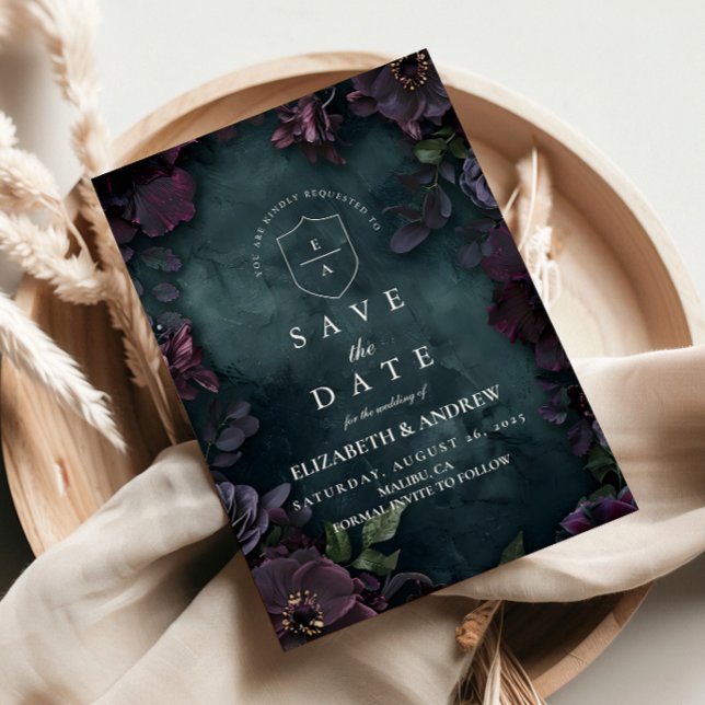 Reserve A Data Casamento Floral Escuro e Temperamental (Criador carregado)