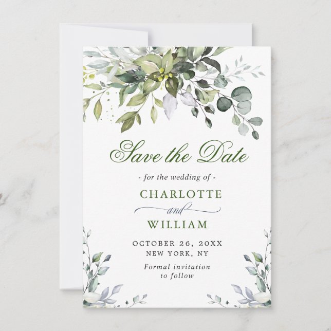 Reserve A Data Casamento Floral Eucalyptus Elegante (Frente)