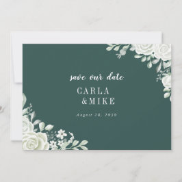 Reserve A Data Casamento Floral Folha Verde