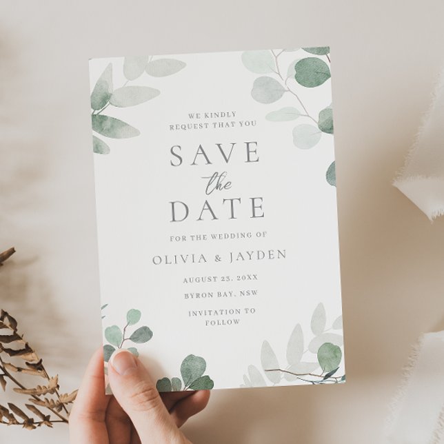 Reserve A Data Casamento Floral Folha Verde (Criador carregado)