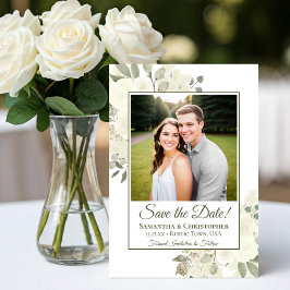 Reserve A Data Casamento Floral Foto Boho Chic Aquarela Branca