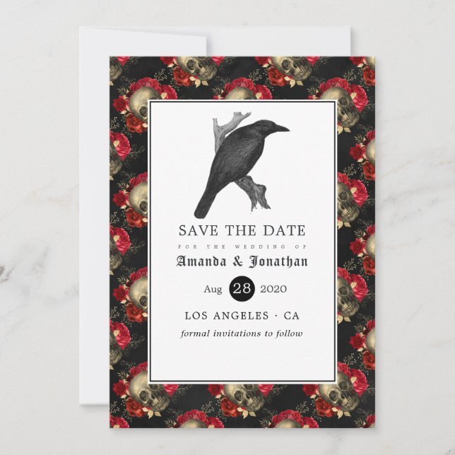 Reserve A Data Casamento Floral Gótico (Frente)