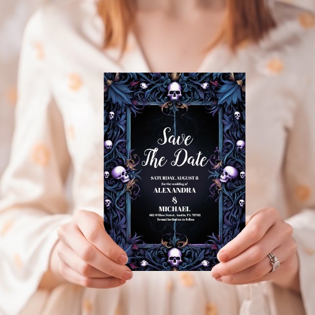 Reserve A Data Casamento Floral Gótico de Halloween (Criador carregado)