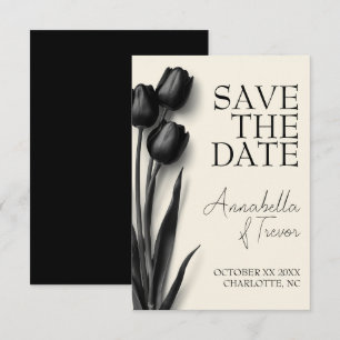 Reserve A Data Casamento Floral Gótico de Tulipas Pretas
