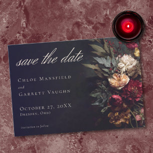 Reserve A Data Casamento Floral Gótico Sombrio Romântico