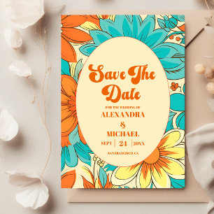 Reserve A Data Casamento Floral Groovy Retro