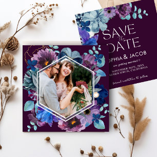Reserve A Data Casamento Floral Magenta Brilhante e Ousado de Inv