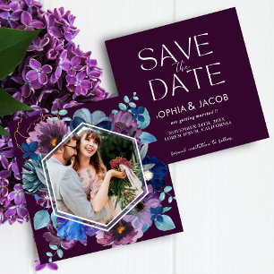 Reserve A Data Casamento Floral Magenta de Inverno Brilhante e Ou