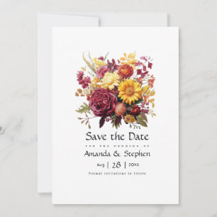 Reserve A Data Casamento Floral Marrom e Amarelo