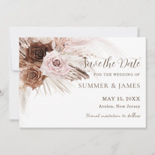 Reserve A Data Casamento Floral Marrom Rosa Po dusty Boho Grama d