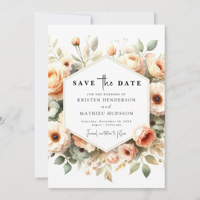Reserve A Data Casamento Floral Minimalista (Frente)