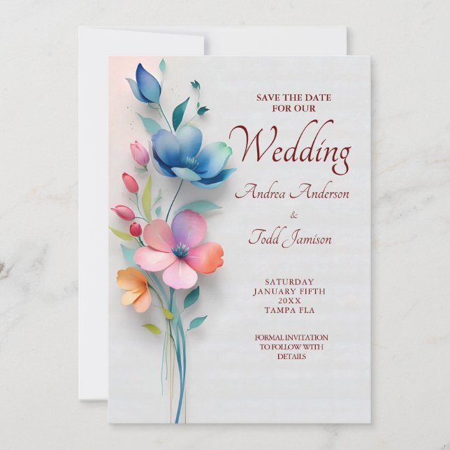 Reserve A Data Casamento floral minimalista (Frente)