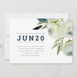 Reserve A Data Casamento Floral Minimalista de Watercolor