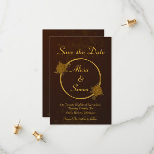 Reserve A Data Casamento floral mínimo de chocolate Marrom