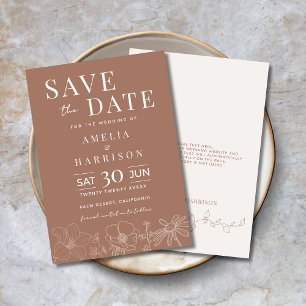 Reserve A Data Casamento Floral Mocha Brown Elegant