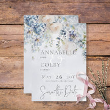 Casamento Floral Moderno Azul e Branco