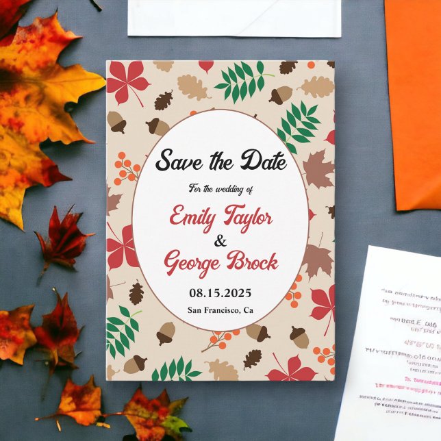 Reserve A Data Casamento Floral Moderno de outono Elegante (Criador carregado)