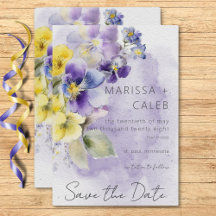 Casamento Floral Moderno Púrpura e Amarela