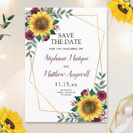 Reserve A Data Casamento Floral Moderno Rustic Sunflower