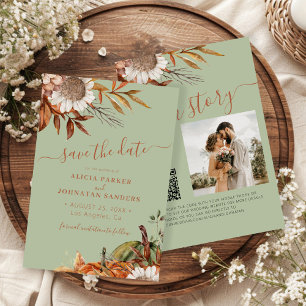 Reserve A Data Casamento floral moderno rústico em verde sage QR