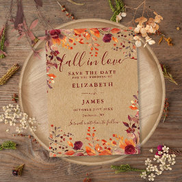Reserve A Data Casamento Floral Outonal Rústico Kraft