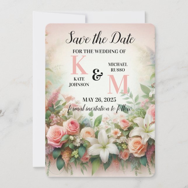 Reserve A Data Casamento Floral Pastel (Frente)