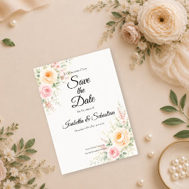 Reserve A Data Casamento Floral Pastel Romântico