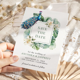 Reserve A Data Casamento Floral Pavão Indiano Tropical