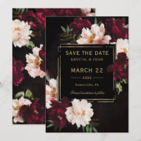 Casamento Floral Preto Escuro-Moody Burgundy