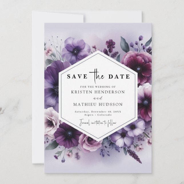 Reserve A Data Casamento Floral Puro Clássico Único (Frente)