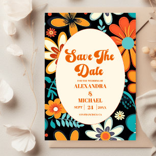 Reserve A Data Casamento Floral Retro Boho dos Anos 70