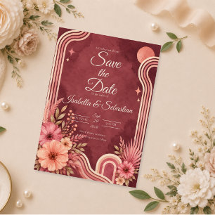 Reserve A Data Casamento Floral Retro Mal-humorado