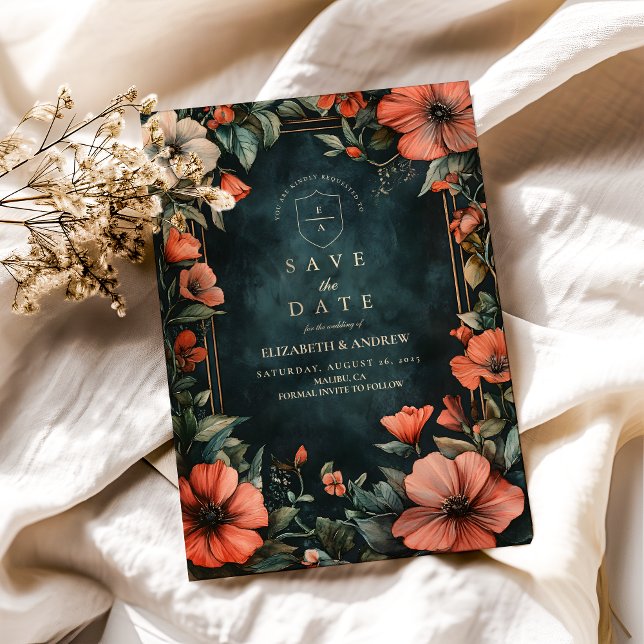 Reserve A Data Casamento Floral Romântico Gótico (Criador carregado)