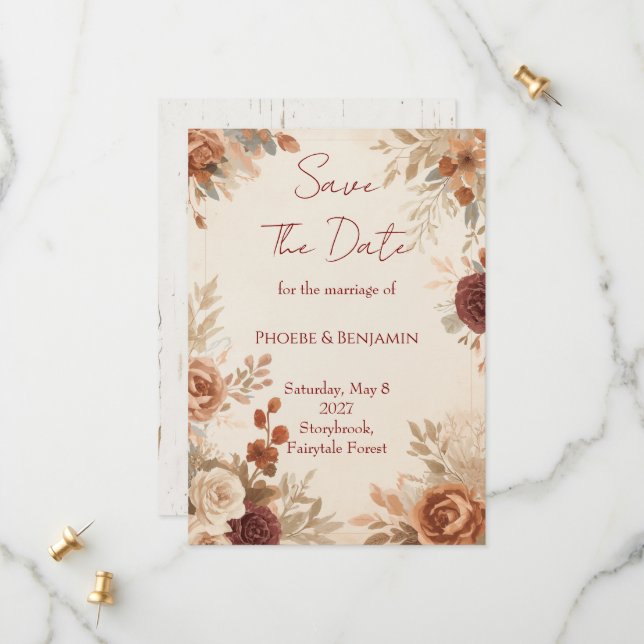 Reserve A Data Casamento Floral Romântico na Floresta (Frente/Verso In Situ)
