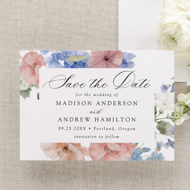 Reserve A Data Casamento Floral Romântico por Aquarela Elegante (Criador carregado)