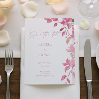 Reserve A Data Casamento Floral Rosa