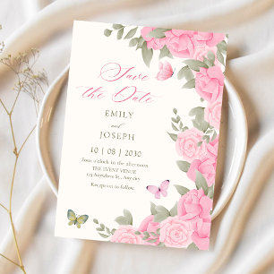 Reserve A Data Casamento floral rosa