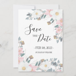Reserve A Data Casamento Floral Rosa Bege