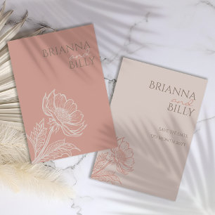 Reserve A Data Casamento Floral Rosa Minimalista