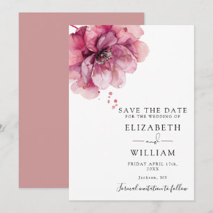 Reserve A Data Casamento Floral Rosa Po dusty Aquarela Moderna