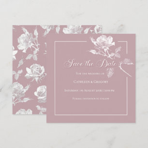 Reserve A Data Casamento Floral Rosa Po dusty Branco Moderno