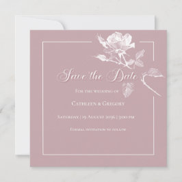 Reserve A Data Casamento Floral Rosa Po dusty Branco Moderno