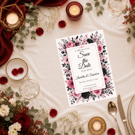 Reserve A Data Casamento Floral Rosa Romântico