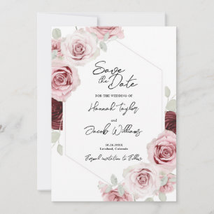 Reserve A Data Casamento Floral Rosa-Rosa Burgundy