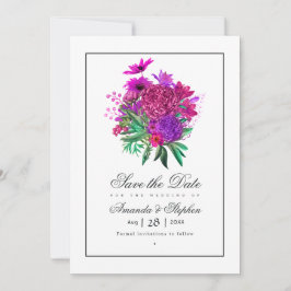 Reserve A Data Casamento Floral Rosa Velho e Roxo