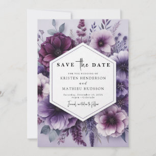Reserve A Data Casamento Floral Roxo das Flores Chic