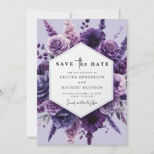Reserve A Data Casamento Floral Roxo das Flores Digitais