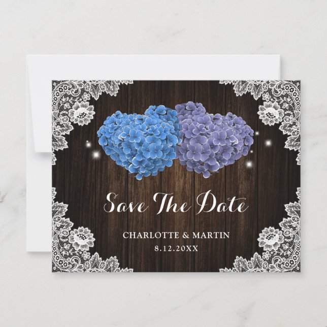 Reserve A Data Casamento Floral Roxo e Azul (Frente)