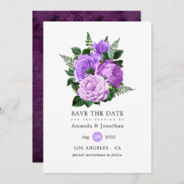 Reserve A Data Casamento Floral Roxo e Verde